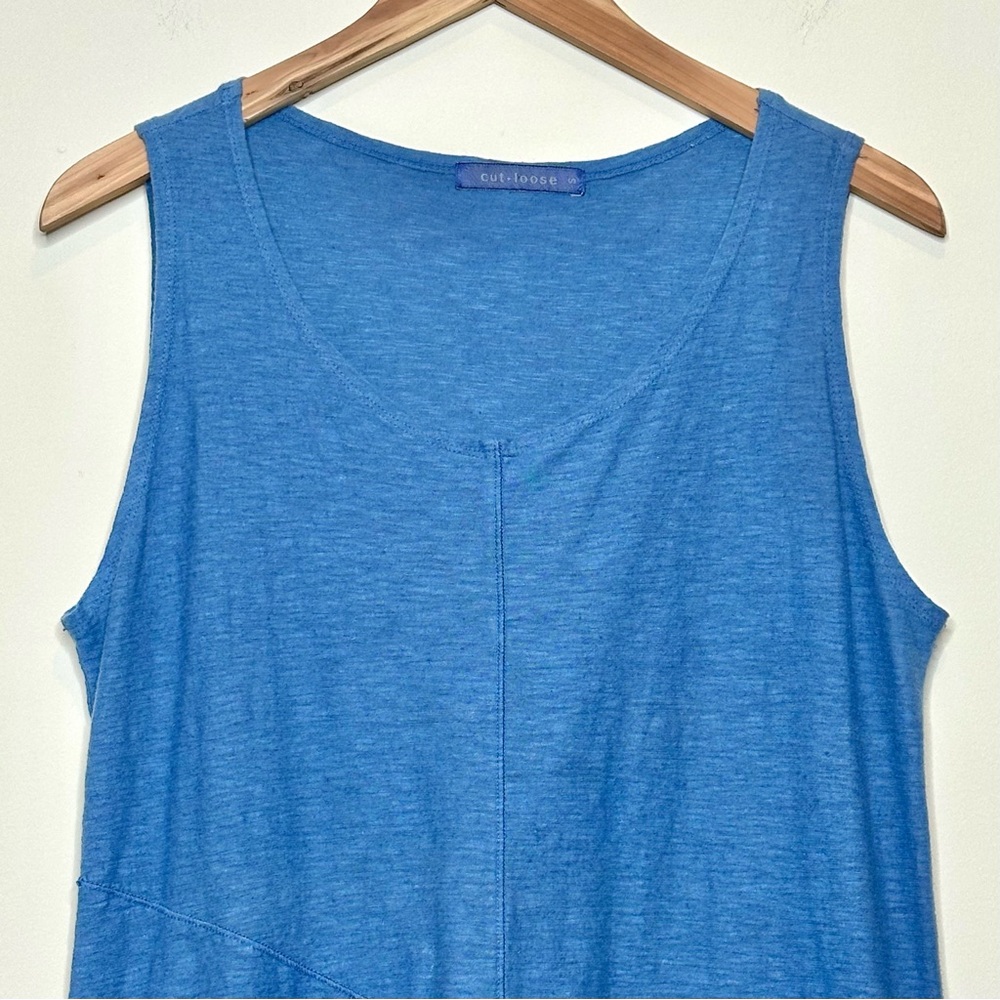 Cut Loose Sleeveless Summer Dress Size Small Relaxed Lagenlook Cotton Linen USA - Picture 3 of 13